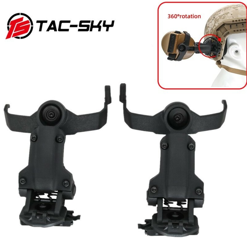 TS TAC-SKY-Tactical Headset com cancelamento de ruído Pickups, Comtac II III, Airsoft Shooting Headset, Ops Core, ARC Rail Adapter-BK