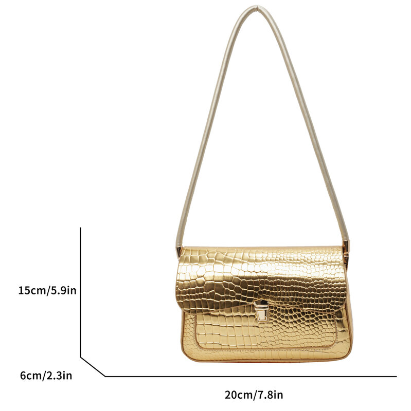 Y2K borsa a tracolla per donna borsa e borsa in pelle di alligatore 2024 Trend Lock Zipper Underarm Purse Lady Designer Clutch Bags