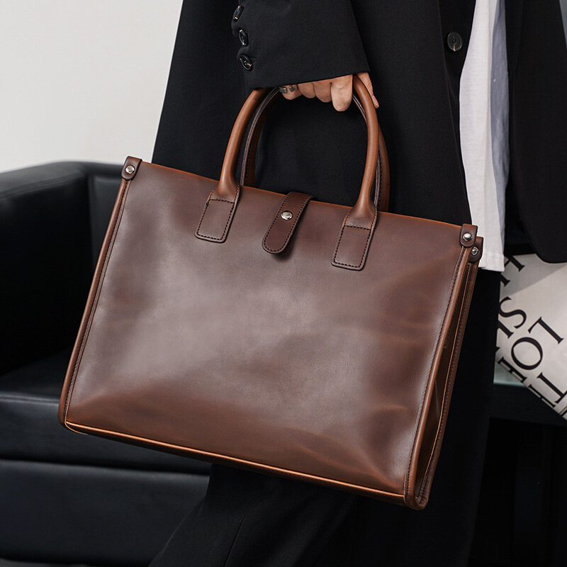 Borsa da uomo in pelle PU Business Fashion grey valigetta per documento uomo Laptop Tote Bag Office Male Shoulder Messenger