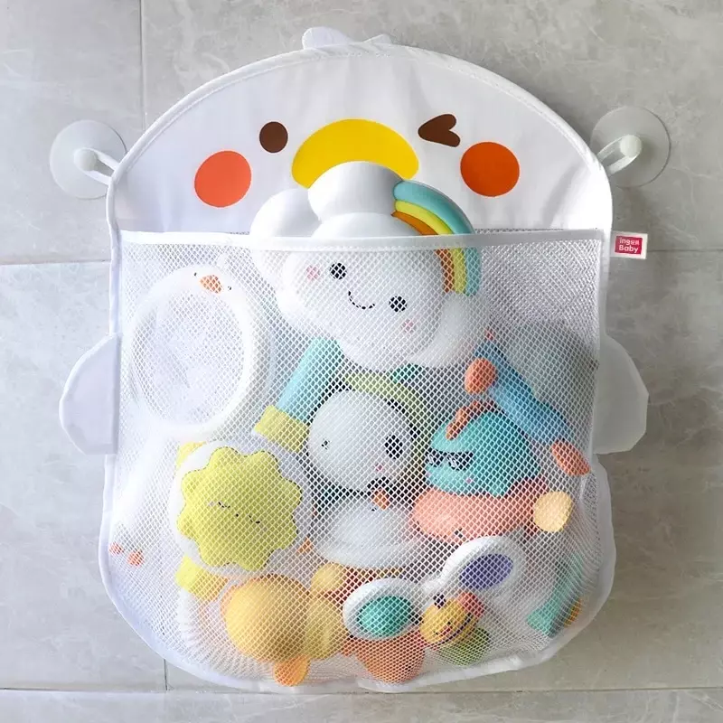Mainan mandi bayi, tas penyimpanan mainan jaring jala hewan dinosaurus, tas permainan mandi cangkir hisap kuat, mainan air untuk anak-anak