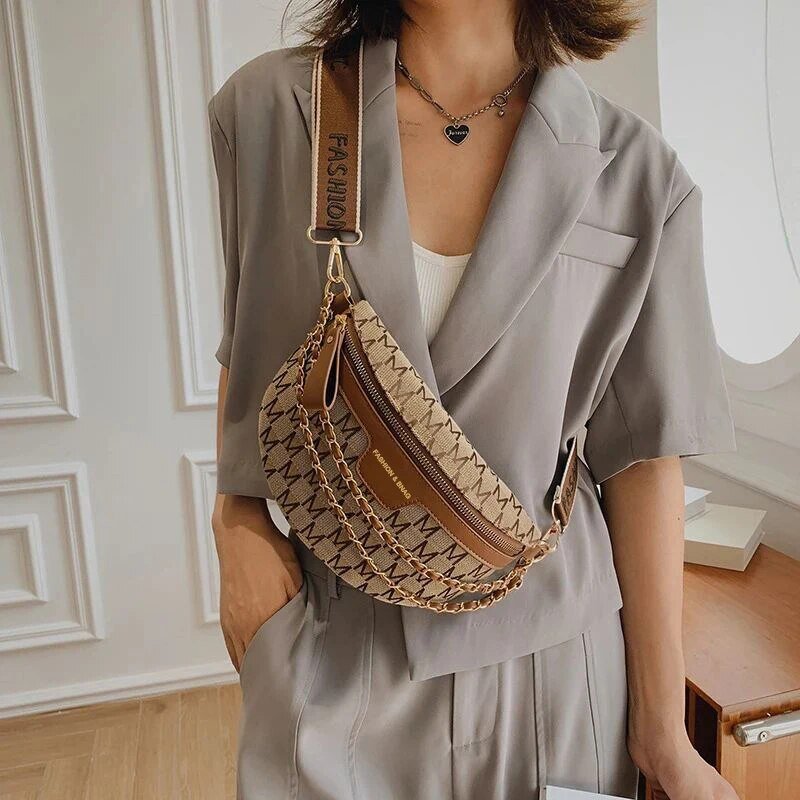 Модные забавные сумки с узором для женщин, стильная поясная сумочка на цепочке с надписью, Женский поясной кошелек на широком ремешке через плечо