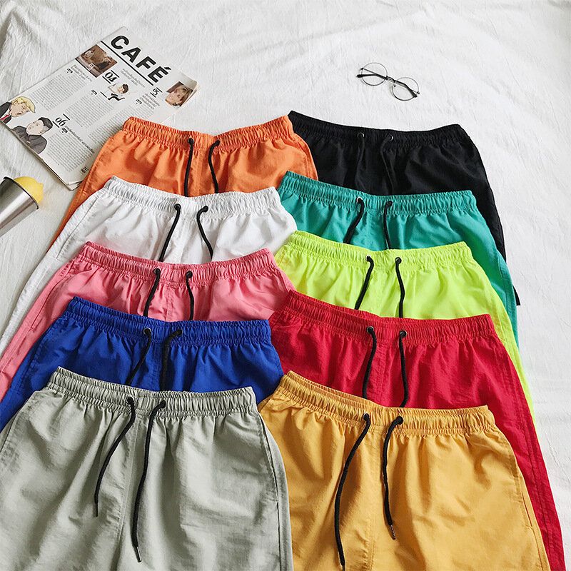 Summer Men's Casual Candy Color Five-point Men's Outer Sports Loose Quick-drying Thin Beach Pants