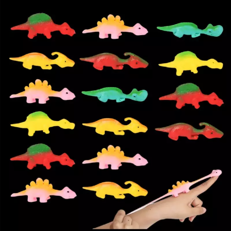 10 buah permainan dinosaurus katapel jari warna-warni hadiah pesta ulang tahun anak hadiah pesta karnaval Natal