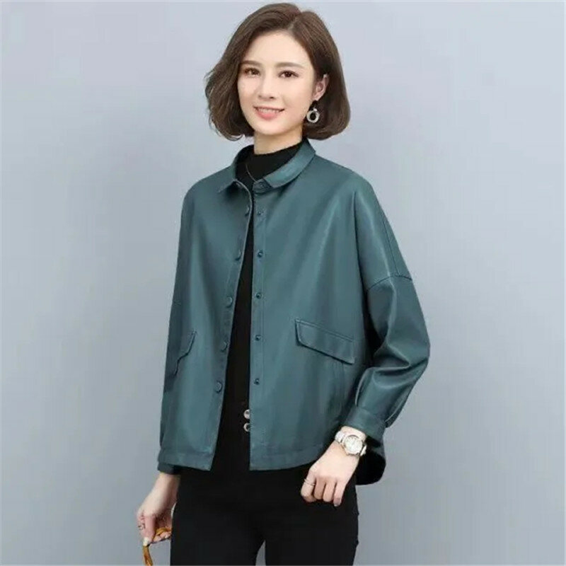 2023 primavera autunno donna cappotto corto allentato versione coreana vestiti in pelle PU ufficio signora giacche per le donne cappotto Casual in pelliccia sintetica