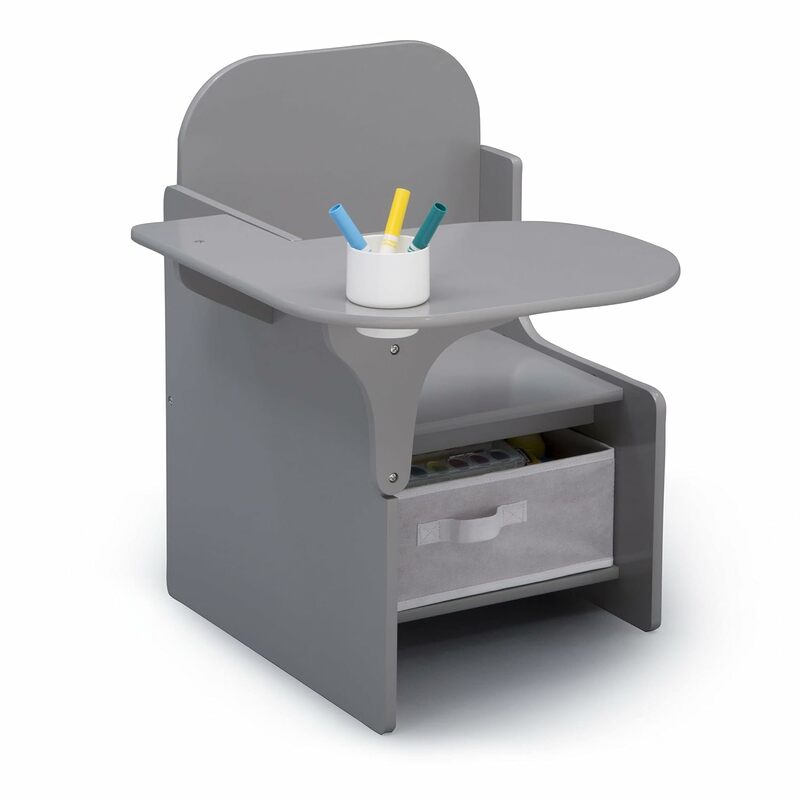 Chair Desk with Storage Bin - Greenguard Gold Certified, Grey