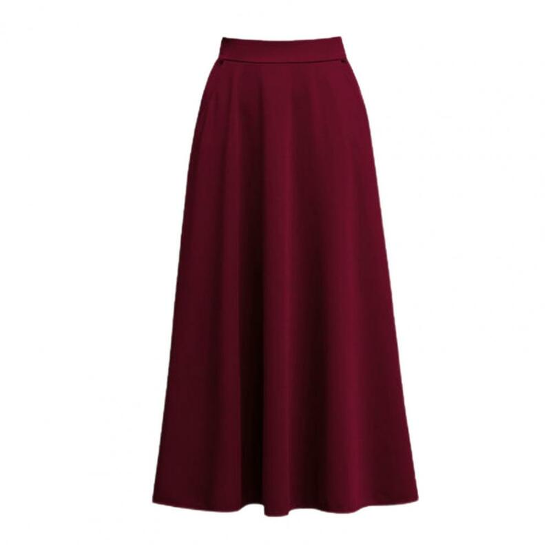 Long Skirt  Slim Fit   Midi Skirt Lady Solid Color High Waist A-Line Long Skirt