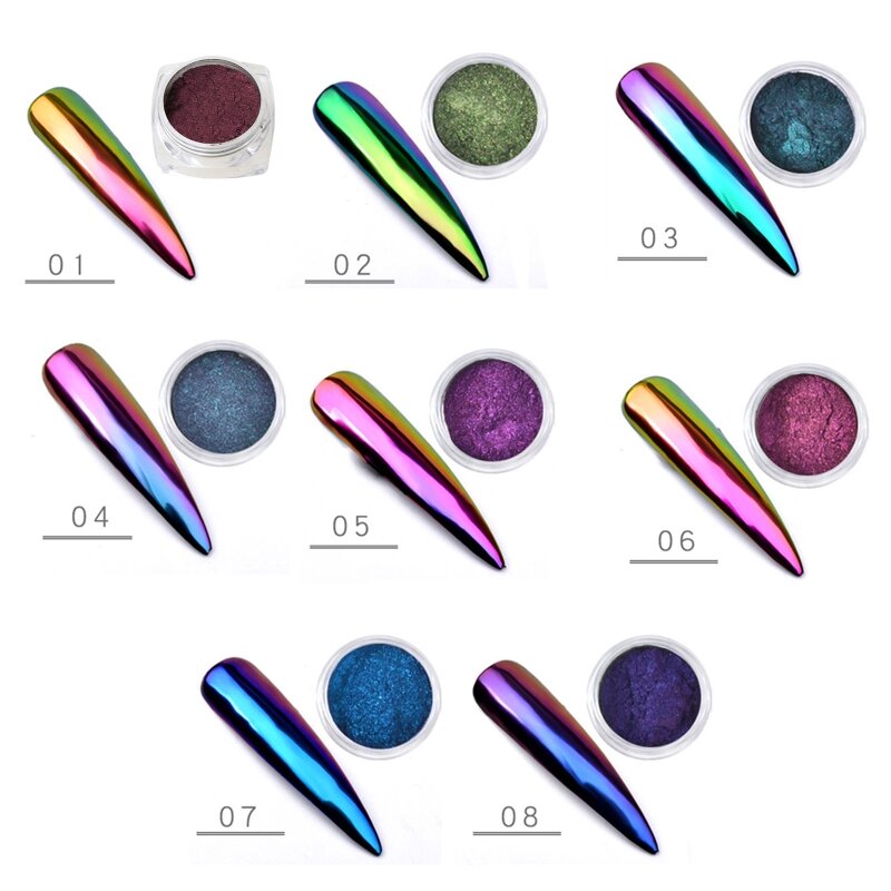 Pigmento camaleones con purpurina multicolor, polvo perla espejo, fabricación joyas DIY, envío directo