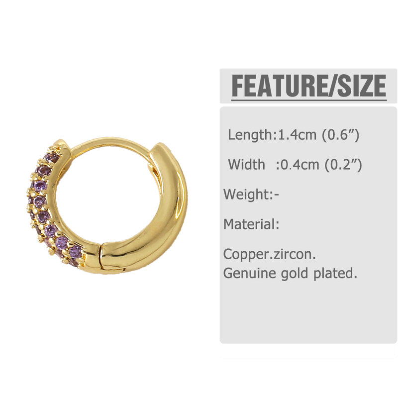 FLOLA Multicolor Crystal Hoops Earrings For Women Mini Hoop Earring Gold Plated Copper Fashion Jewelry Gifts For MOM ersa314