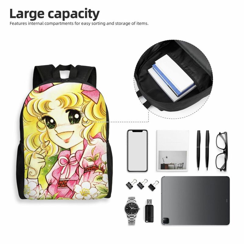 3D Print Candy Candy Backpacks for Boys Girls Japan Anime Manga College School Travel Bags Women Men Bookbag Fits 15 Inch Laptop