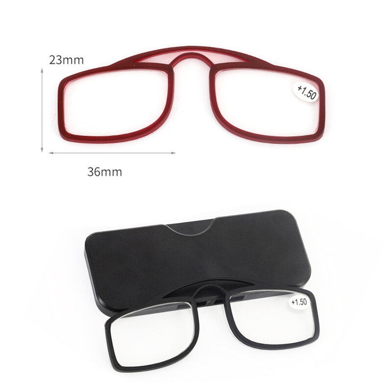NONOR 휴대용 노안 안경 케이스 포함, 휴대폰 미니 클립 코 브리지 독서 안경, 1.0 3.5