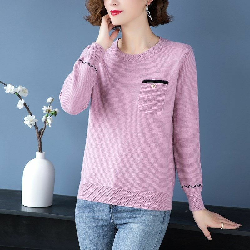 Hot Sale Soft O Collar Sweater Women 2024 New Casual Loose Basic Knitted Pullovers Female Solid Color Lazy Jumper Tops T176