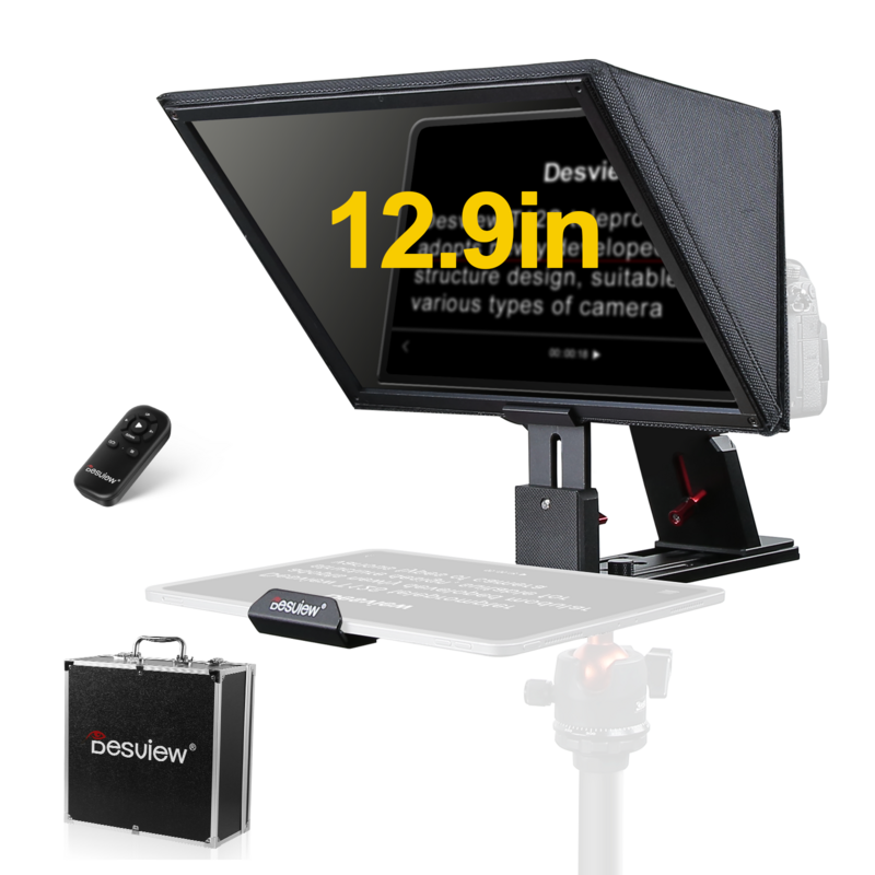 Desview T12S Aluminium Alloy Teleprompter 12.9 Inch High Resolution Display for iPad Tablet Smartphone for Camcorder DSLR Camera