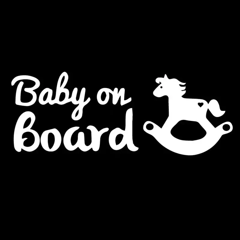 Caballo balancín bebé a bordo pegatina de advertencia para coche, decoración de parabrisas trasero, parachoques, calcomanía de PVC