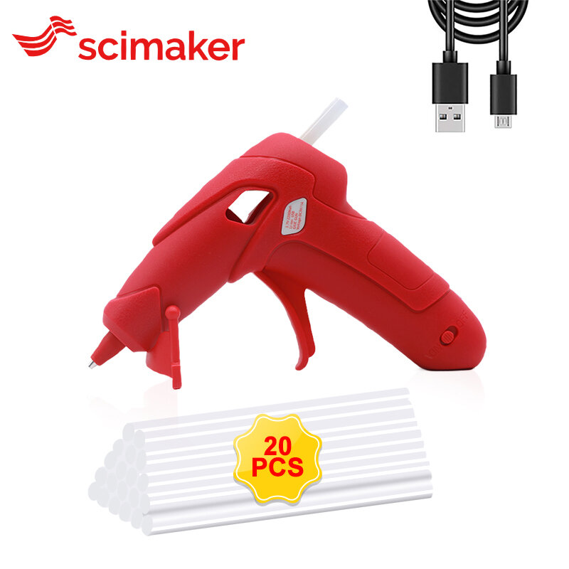 Scimaker 3.7vコードレスホットメルトグルーガン20個7 × 100ミリメートルスティックusb充電式ワイヤレスのりガン修復ツールホームdiyギフト