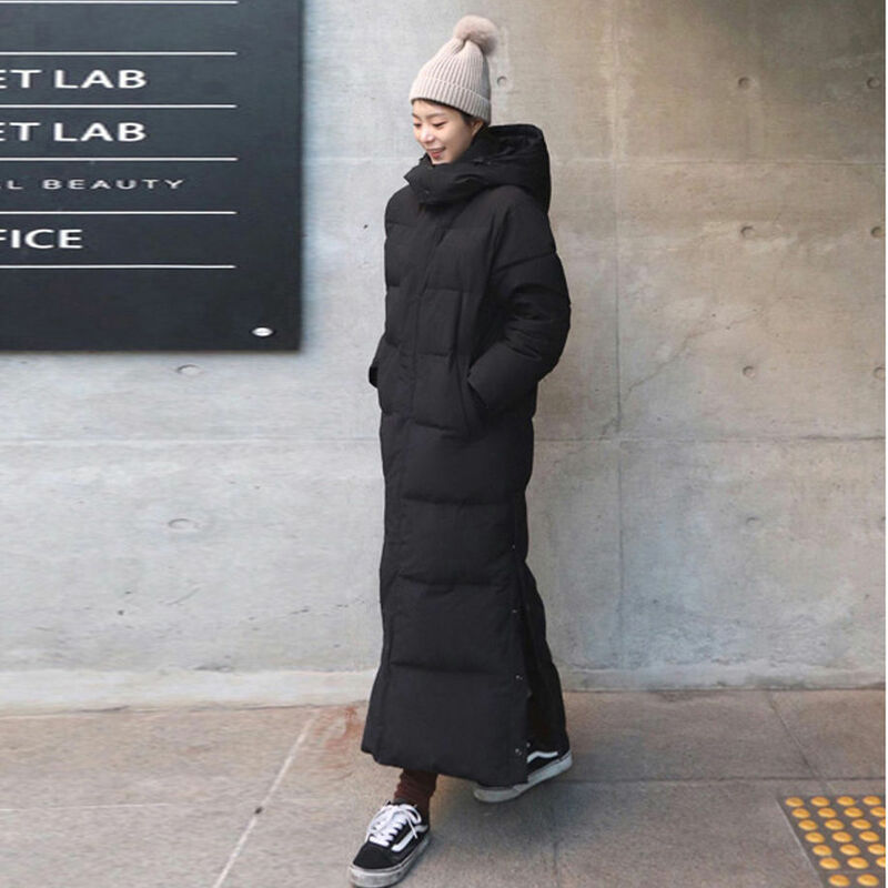 Long Winter Jacket Parka Maxi X-Long Women Coat Casual Loose Overcoat Female Clothing Outerwear Cotton Down Hood Fluff