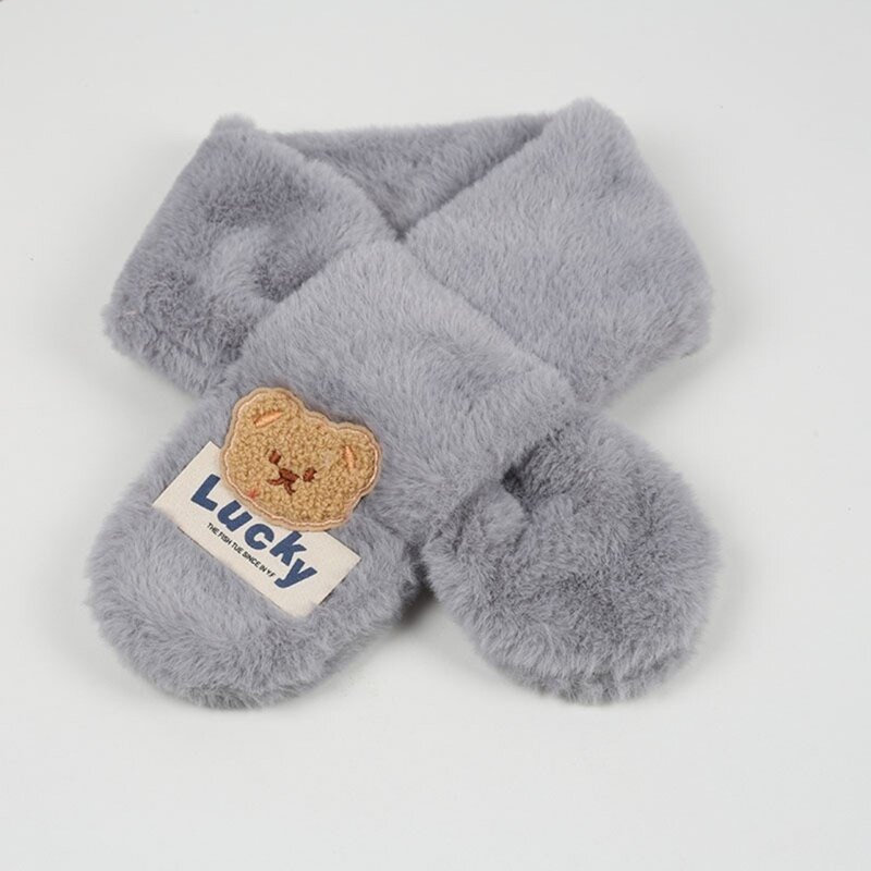 Fazzoletto da collo spesso per bambini con orso adorabile, confortevole sciarpa calda, antivento, con silenziatore lungo per