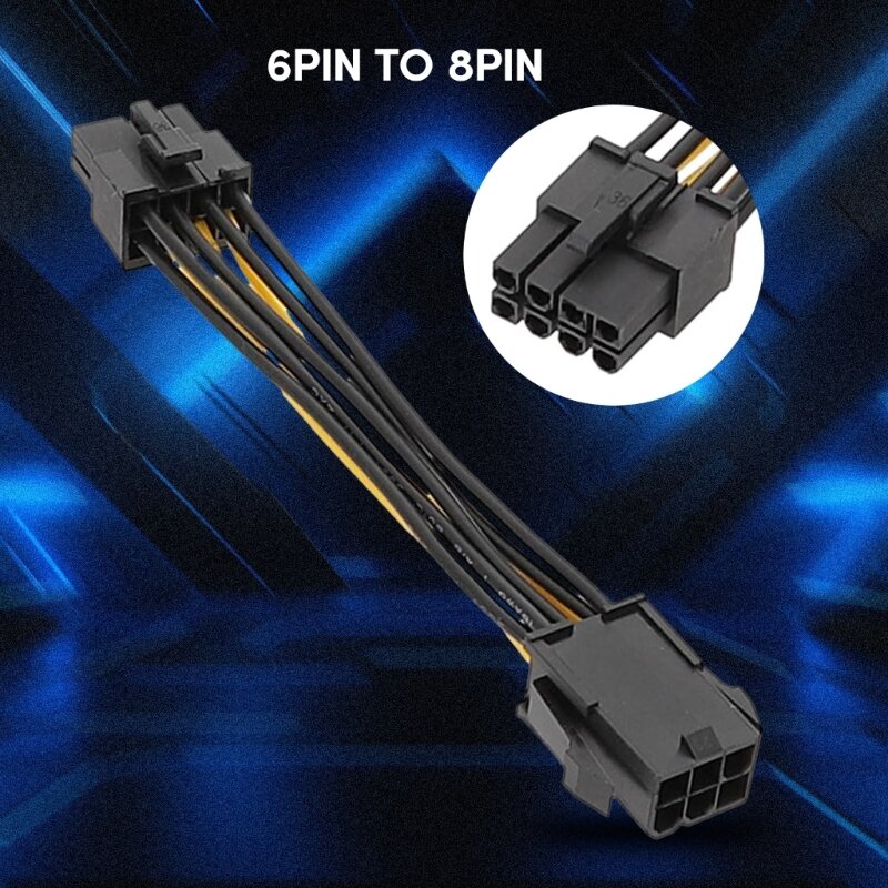 PCIe 6ピンからATX12V 8ピンアダプターCPU PCIe 6ピンメスから8ピンオスコンバータドロップシップ