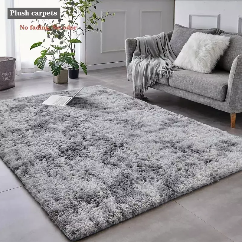 Soft Area Rugs For Bedroom Fluffy, Non-slip Tie-Dyed Fuzzy Shag Plush Soft Shaggy Bedside Rug, Tie-Dyed Living Room Carpet