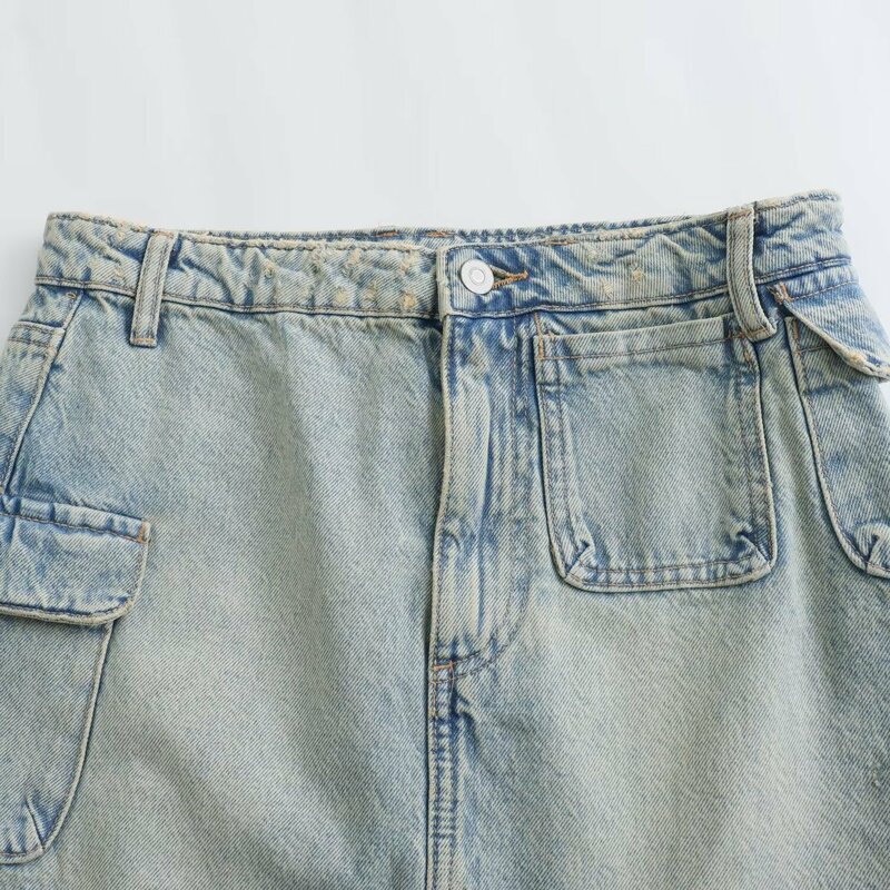 Damska nowa moda wszechstronna odzież robocza z wysokim stanem jeansowa damska krótka spódniczka