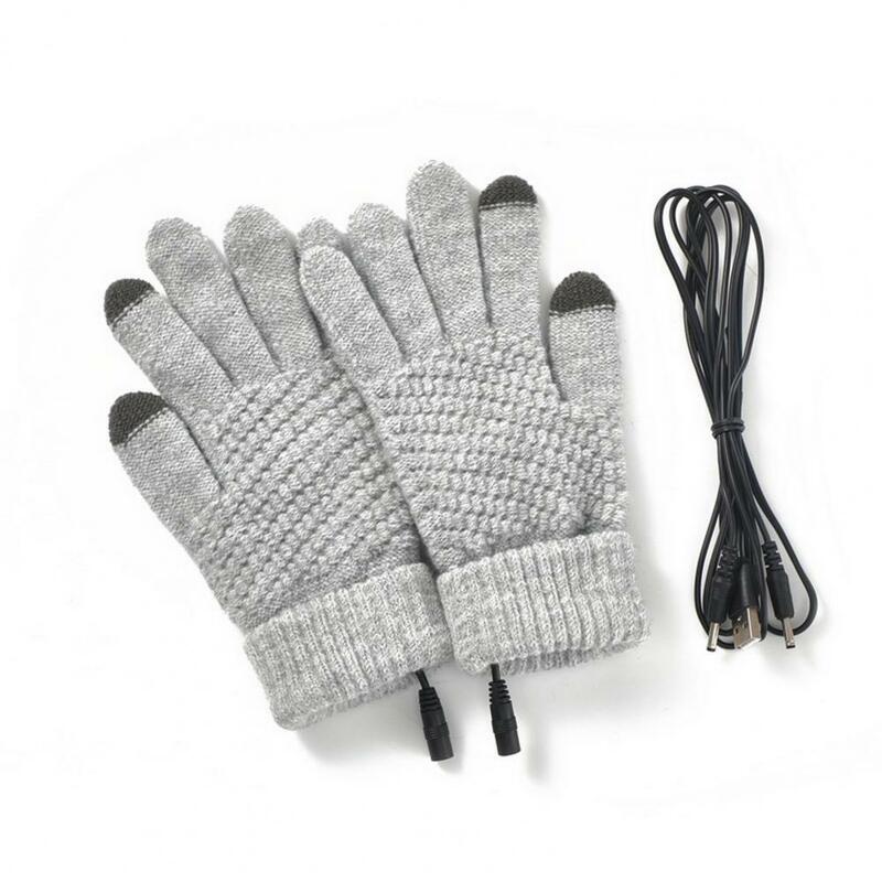Thermal Gloves 1 Set Terrific Touch Screen Solid Color  Universal Anti-slid Winter Warm Gloves for Office