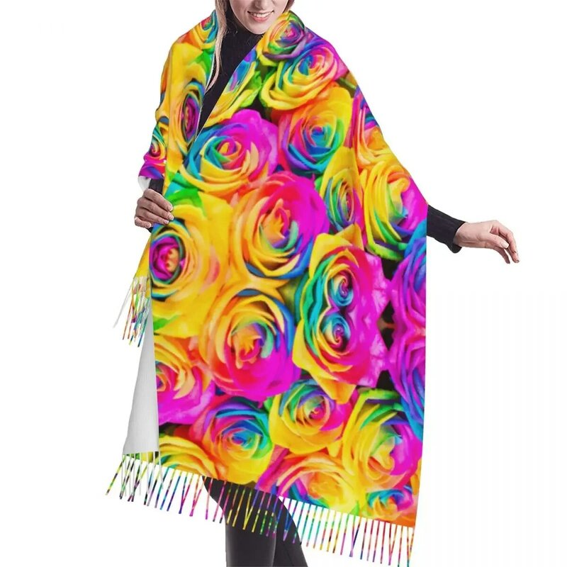 Foulards à pampilles Bufanda pour hommes et femmes, châles chauds, poubelle colorée, romantique, hiver