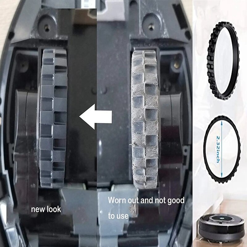 Rueda delantera y neumáticos de repuesto para Irobot Roomba, accesorios antideslizantes, Serie 500, 600, 700, 800, 900, 860, 870, 675, 880, 960, 980