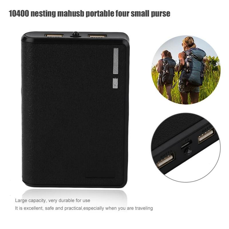 Large Capacity 10400MAH Portable Size 4*18650 Battery External Power Bank Mobile Phone Battery Charger Suitable Power Bank Shell