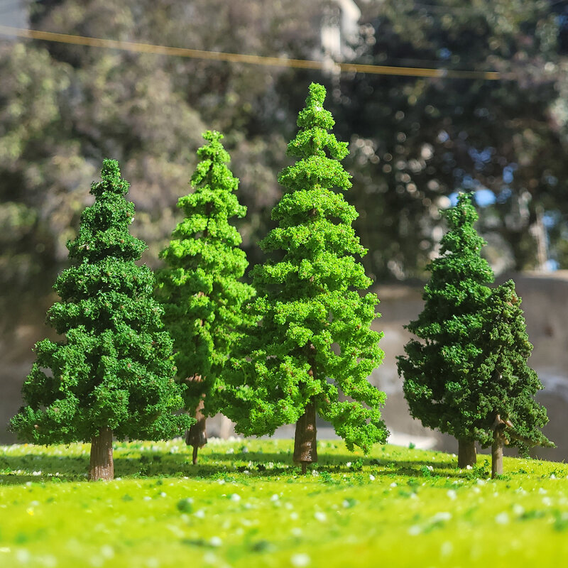 10 pz 1:87 simulazione in scala modello di pino alberi di cedro paesaggio treno in miniatura Layout ferroviario scenario Dioramas decorazione fai da te misto