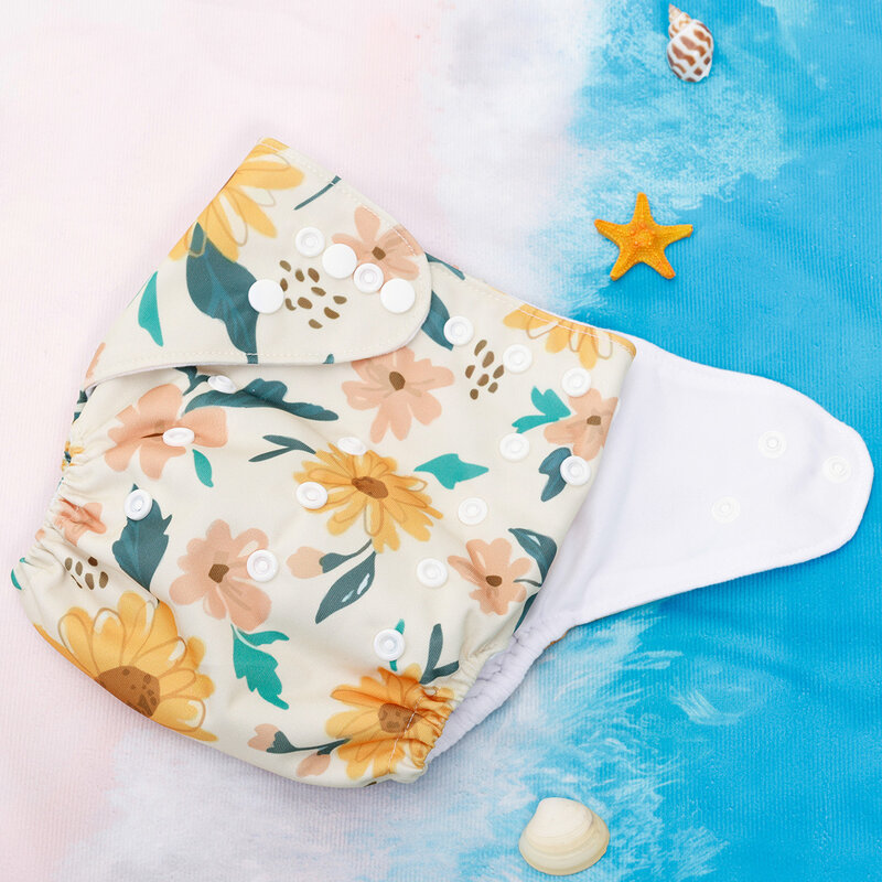 Happyflute-赤ちゃんの布おむつ、再利用可能、調整可能で環境にやさしい、背中が開口部が1つ付いたnappy、3〜15kgの赤ちゃんに適合、セットあたり3個