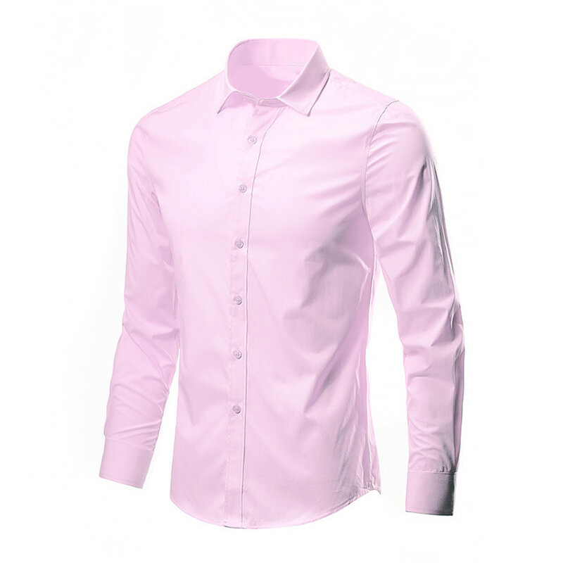 Camisa slim fit manga comprida masculina, camisa de negócio, resistente a rugas, camisa de botão, alta qualidade, luxo, clássico, 2023