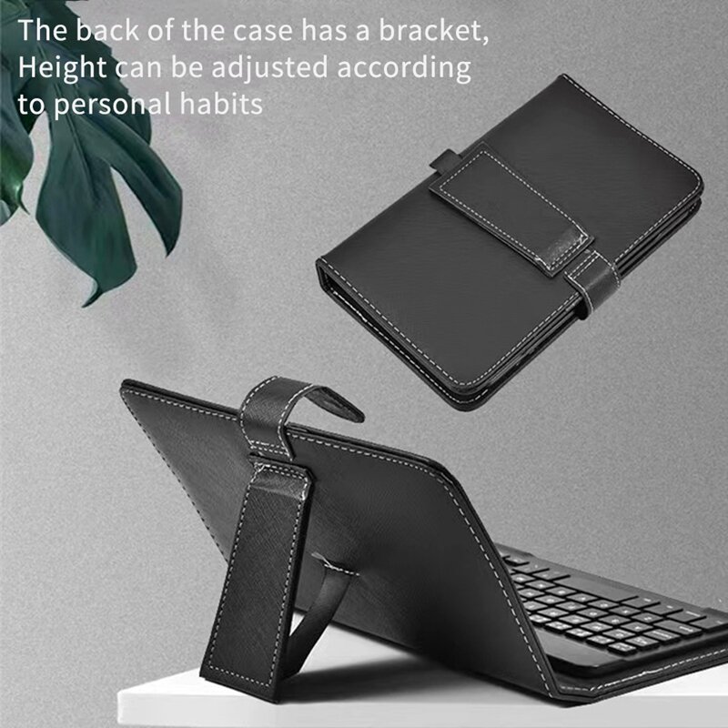 Bluetooth Mini Wireless Keyboard With PU Leather Case For Smartphone Tablet 4.5 Inch - 6.8 Inch Rechargeable Durable