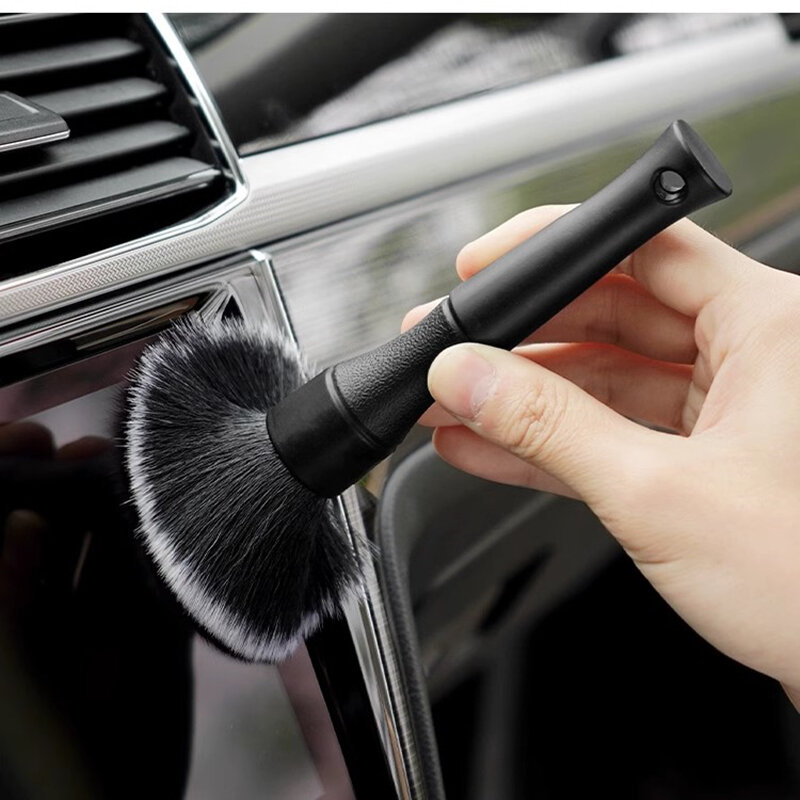 Cepillo de detalles para Interior de coche, pelo sintético muy suave, para limpieza de cuero y asiento