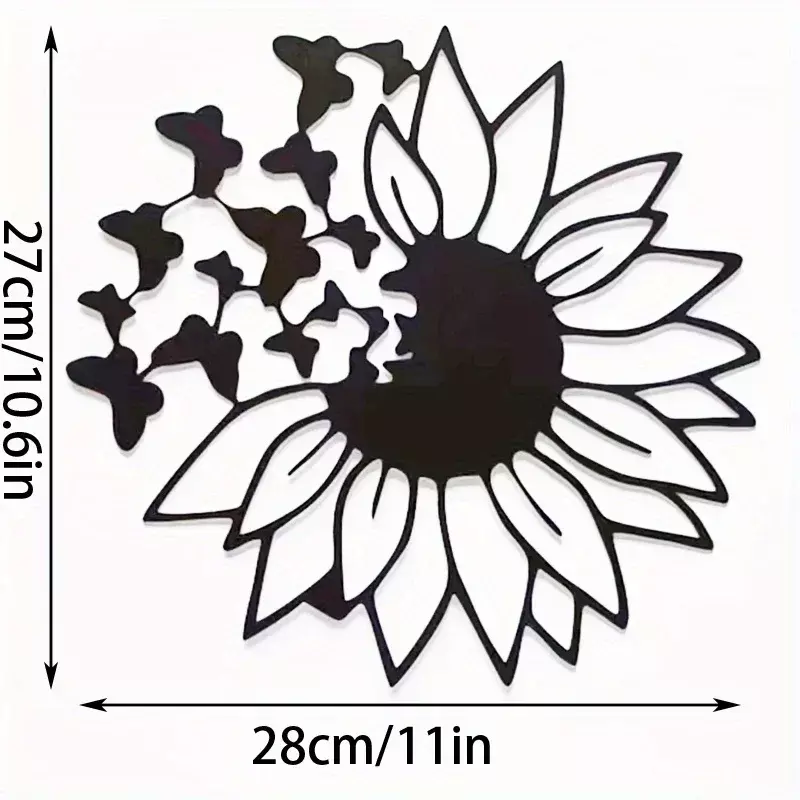 Butterfly Sunflower Wall Decor, Metal Wall Hanging Decoration, Birthday Party Supplies, Room Decor Outdoor Modern Art Home Decor