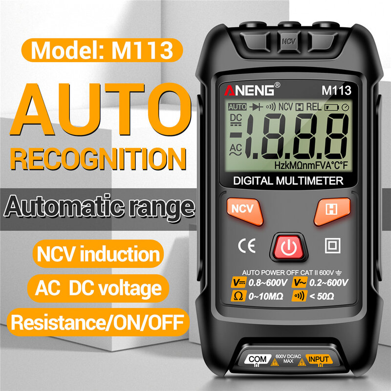 Aneng m113 1999 zählt mini multimeter digital inteligent ac/dc spannungs messer ohm ncv elektrische werkzeuge messgeräte