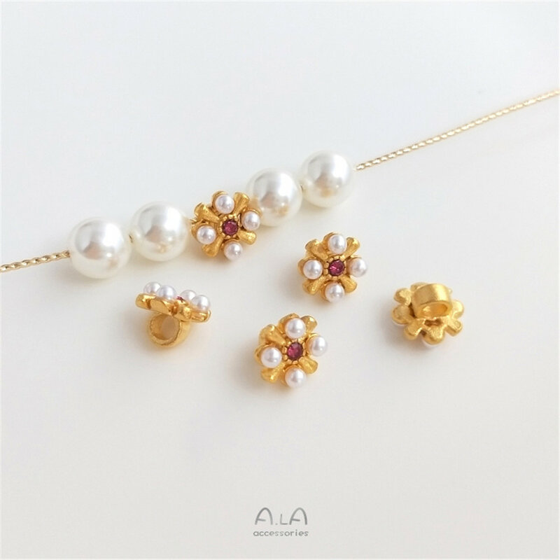 Shajin-Perle incrustée de couleur forte, accessoires perlés faits à la main, perles de transfert, pendentif boule, ornements suspendus, bricolage