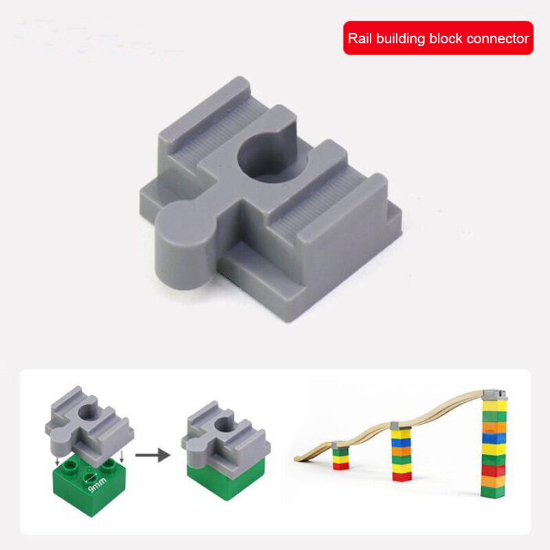New 8Pcs Wooden Train Track Adapter Rail Building Block Connector Compatible with All Wood Railway Train Track Set