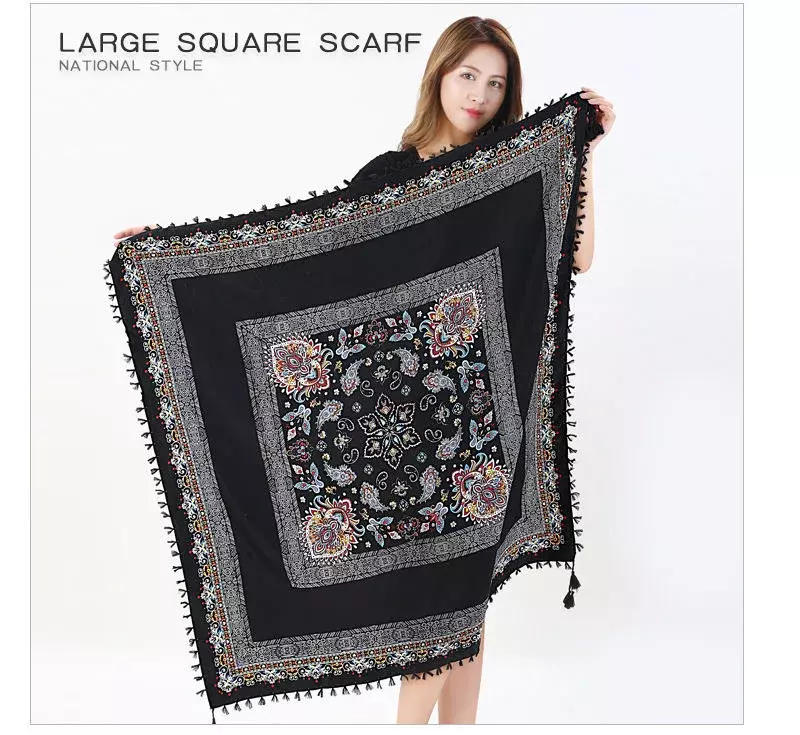 Женский зимний утолщенный теплый шарф, хлопковая шаль, модный большой квадратный шарф