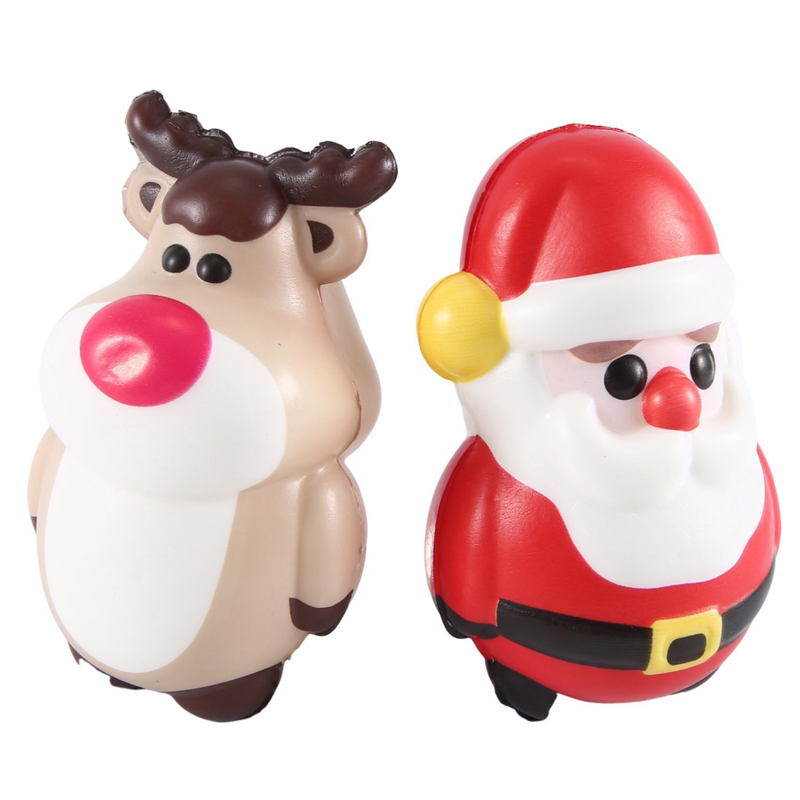Muñeco antiestrés de 4 piezas, muñeco de Papá Noel, Reno, regalo de Navidad, rebote lento, juguete antiestrés