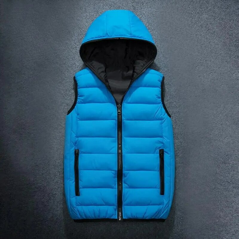 Chaleco impermeable con bolsillos para hombre y mujer, ropa de calle cálida con capucha y cremallera, ideal para invierno