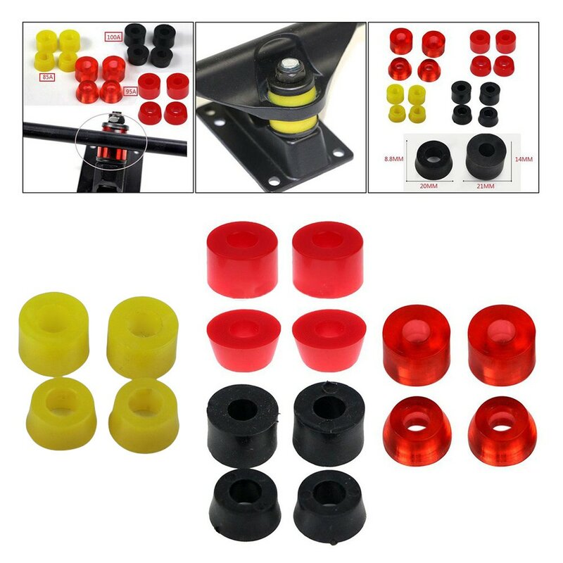 4 pezzi cuscinetti conici/cilindrici boccole Premium universale Skateboard ammortizzatore Pad staffa di inclinazione Skate Board accessori