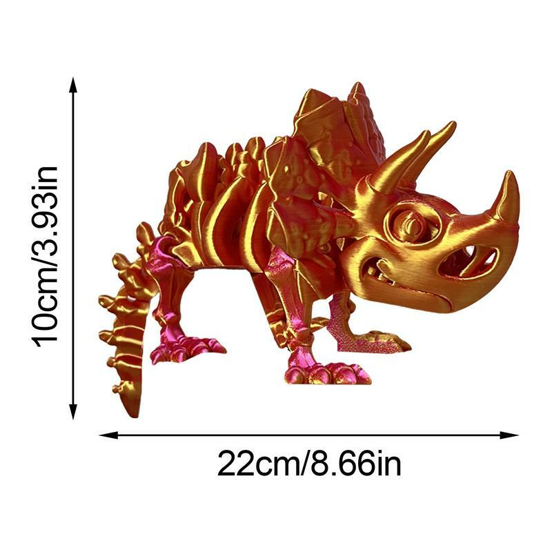 Mainan tokoh aksi tengkorak Triceratops tengkorak dinosaurus Model cetak 3D figur DIY dekoratif Dino untuk ruang tamu anak-anak