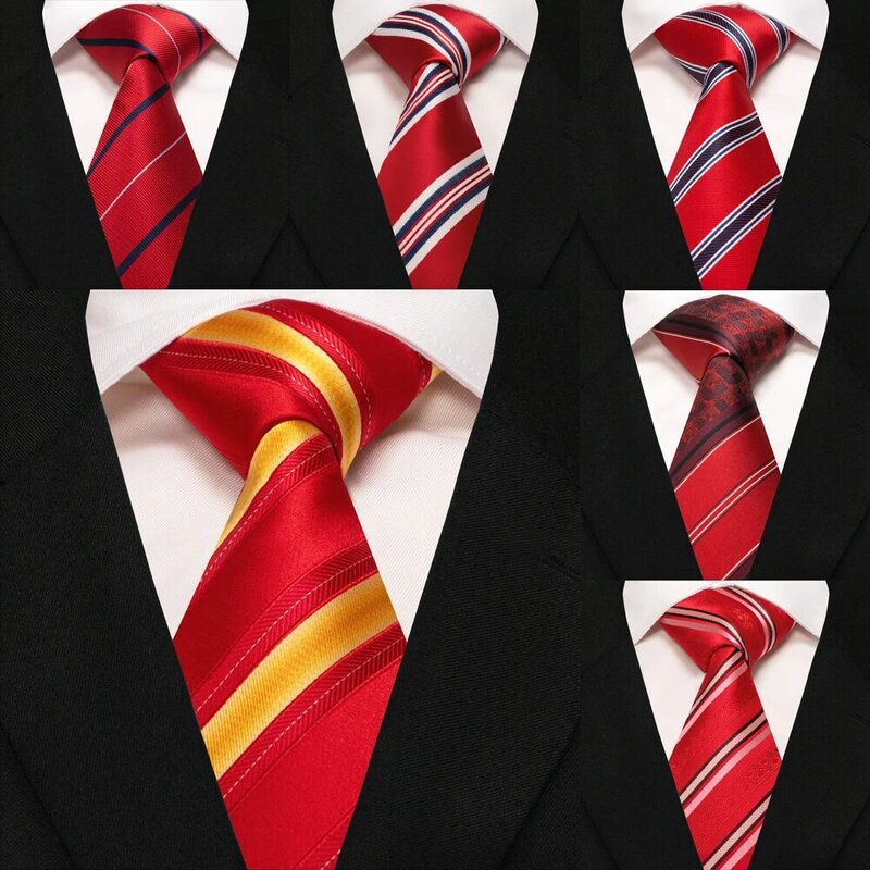EASSTEPIC-Gravatas Listradas Vermelhas para Homens, Cavalheiros em Vestuário Fino, Acessórios de Moda para Ocasiões Sociais, Presentes