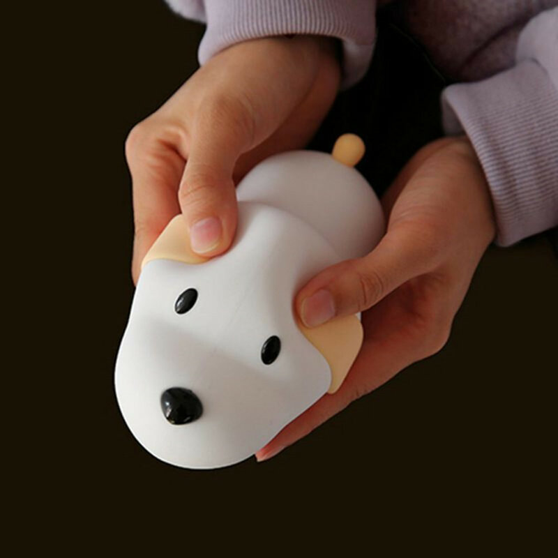 Silicone Dog LED Night Light USB ricaricabile comodino Puppy Lamp sensore tattile 2 colori dimmerabile Timerfor Children Baby Toy Gift