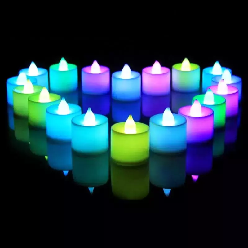 12/1Pcs luci a candela a LED senza fiamma luci da tè multicolori alimentate a batteria per l'illuminazione domestica della decorazione della festa di compleanno di nozze