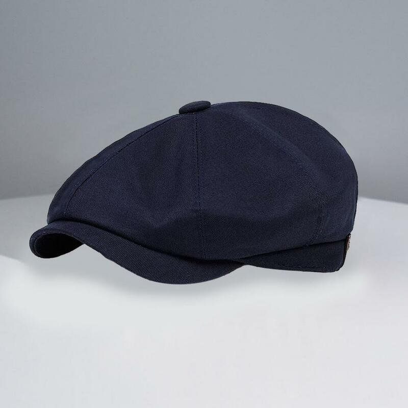 Cappello invernale cappello ottagonale berretti Vintage Unisex alla moda copricapo in cotone leggero con tesa arricciata corta tinta unita per adulti
