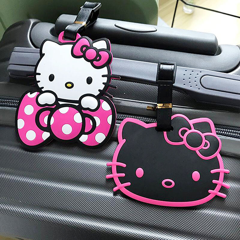 Nowa przywieszka do bagażu Hello Kitty Damska zawieszka do torby Kreskówka Żel krzemionkowy Przywieszki do bagażu Przenośny uchwyt na identyfikator Etykieta na bagaż