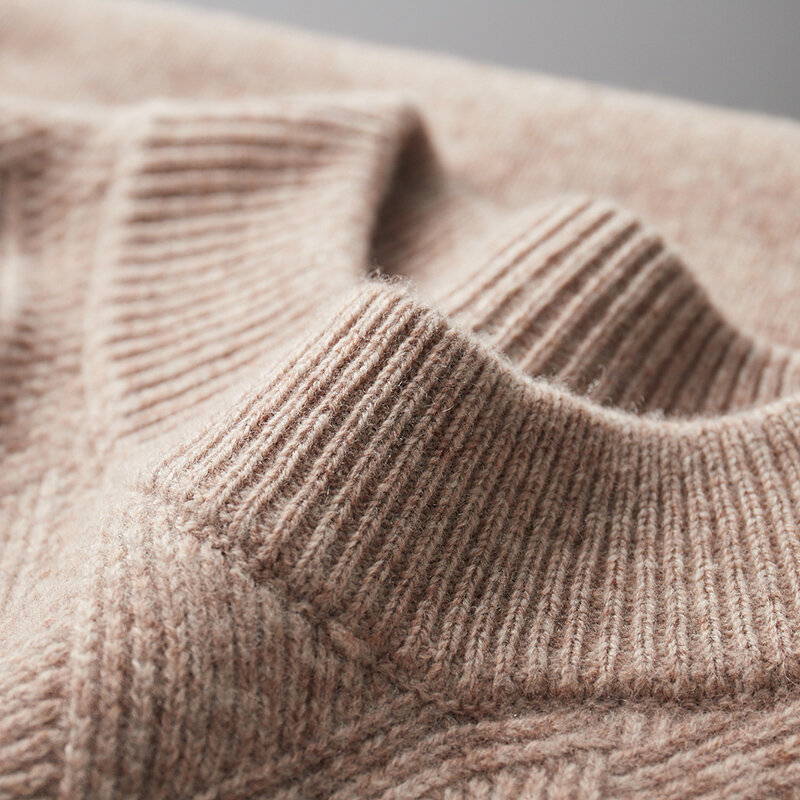 Autunno e inverno nuovo 100% lana merino cashmere maglione da uomo semi-alto collo spesso pullover maglione sciolto maglia fondo camicia