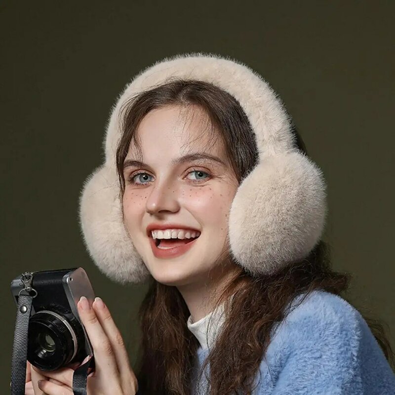 Foldable Earmuffs Travel Earmuffs Cozy Faux Fur Women's Winter Earmuffs Thick Lightweight Ear Warmers with Anti-slip for Outdoor