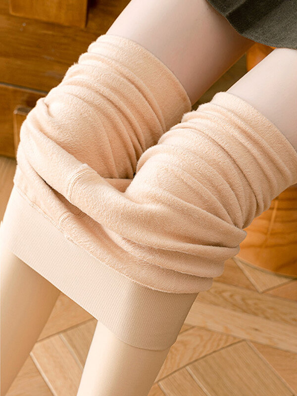 Damskie seksowne legginsy z wysokim stanem ciepłe rajstopy termiczne na co dzień aksamitne rajstopy zagęszczają zimowe leginsy elastyczne Push Up Solid