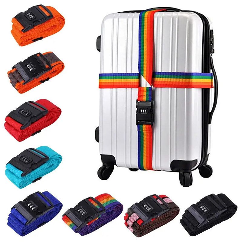 2 metri Rainbow Password Lock Packing borsa per bagagli con tracolla 3 cifre Password Lock Buckle Strap cinture per bagagli